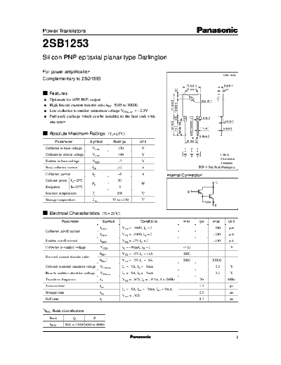 Panasonic 2sb1253  . Electronic Components Datasheets Active components Transistors Panasonic 2sb1253.pdf