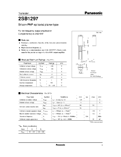 . Electronic Components Datasheets 2sb1297  . Electronic Components Datasheets Active components Transistors Panasonic 2sb1297.pdf