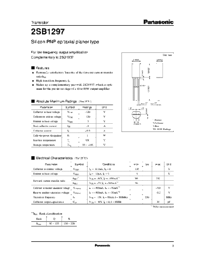 Panasonic 2sb1297 e  . Electronic Components Datasheets Active components Transistors Panasonic 2sb1297_e.pdf