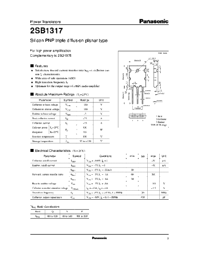 . Electronic Components Datasheets 2sb1317  . Electronic Components Datasheets Active components Transistors Panasonic 2sb1317.pdf