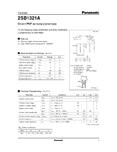 Panasonic 2sb1321a e  . Electronic Components Datasheets Active components Transistors Panasonic 2sb1321a_e.pdf