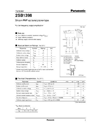 Panasonic 2sb1398  . Electronic Components Datasheets Active components Transistors Panasonic 2sb1398.pdf