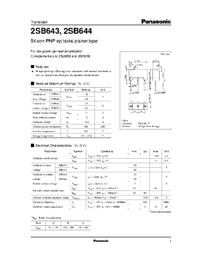 Panasonic 2sb643 2sb644  . Electronic Components Datasheets Active components Transistors Panasonic 2sb643_2sb644.pdf