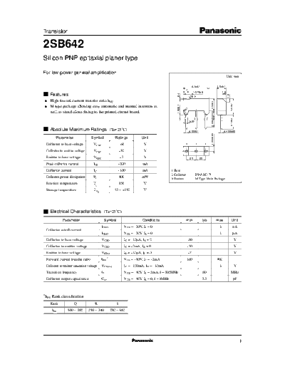 Panasonic 2sb642  . Electronic Components Datasheets Active components Transistors Panasonic 2sb642.pdf