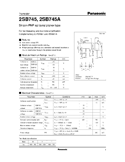 Panasonic 2sb745  . Electronic Components Datasheets Active components Transistors Panasonic 2sb745.pdf