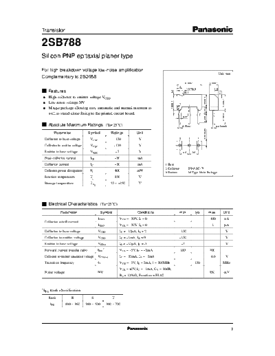 Panasonic 2sb788 e  . Electronic Components Datasheets Active components Transistors Panasonic 2sb788_e.pdf