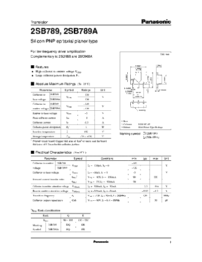 Panasonic 2sb789 e  . Electronic Components Datasheets Active components Transistors Panasonic 2sb789_e.pdf