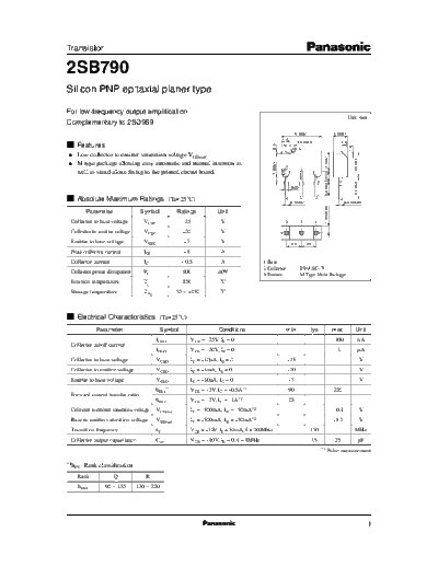 Panasonic 2sb790  . Electronic Components Datasheets Active components Transistors Panasonic 2sb790.pdf