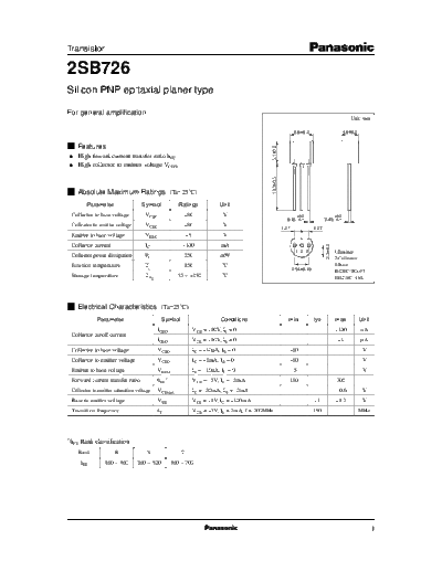 . Electronic Components Datasheets 2sb726 e  . Electronic Components Datasheets Active components Transistors Panasonic 2sb726_e.pdf