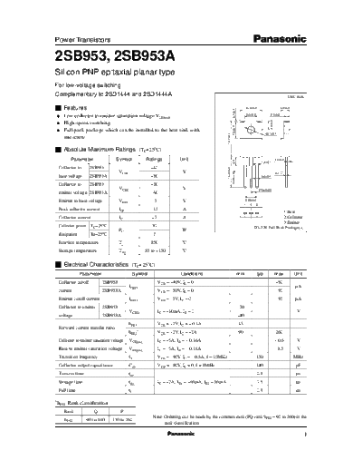 Panasonic 2sb953  . Electronic Components Datasheets Active components Transistors Panasonic 2sb953.pdf