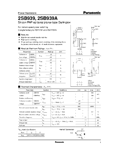 Panasonic 2sb939  . Electronic Components Datasheets Active components Transistors Panasonic 2sb939.pdf