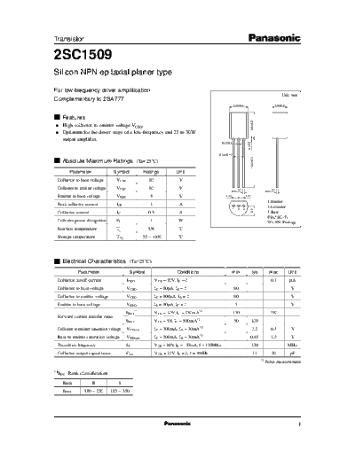 Panasonic 2sc1509 e  . Electronic Components Datasheets Active components Transistors Panasonic 2sc1509_e.pdf