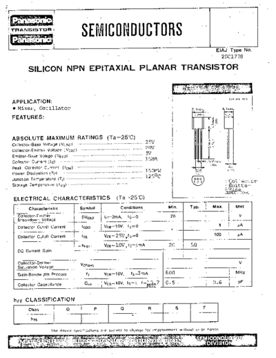 Panasonic 2sc1778  . Electronic Components Datasheets Active components Transistors Panasonic 2sc1778.pdf