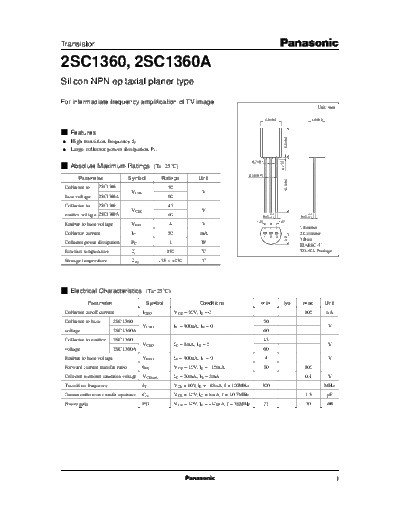 Panasonic 2sc1360 e  . Electronic Components Datasheets Active components Transistors Panasonic 2sc1360_e.pdf