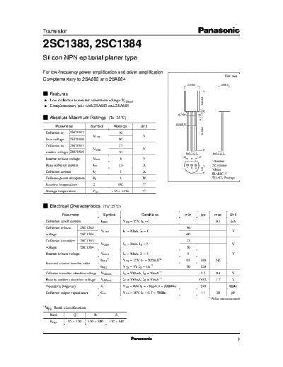 . Electronic Components Datasheets 2sc1383 2sc1384  . Electronic Components Datasheets Active components Transistors Panasonic 2sc1383_2sc1384.pdf