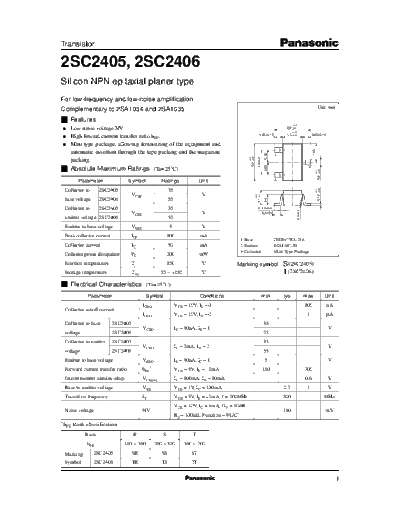 Panasonic 2sc2405 2sc2406  . Electronic Components Datasheets Active components Transistors Panasonic 2sc2405_2sc2406.pdf