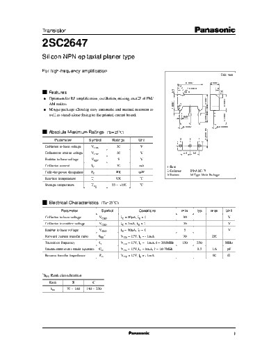 Panasonic 2sc2647 e  . Electronic Components Datasheets Active components Transistors Panasonic 2sc2647_e.pdf