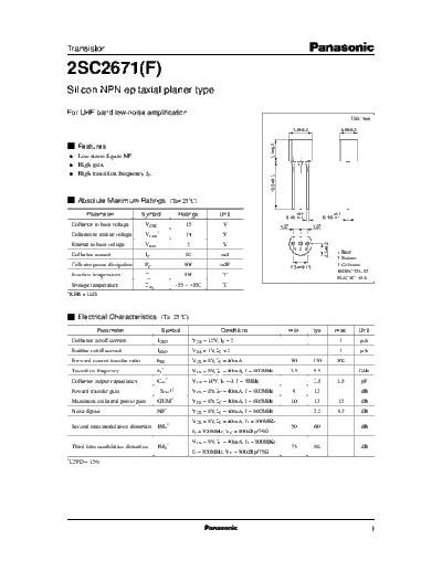 Panasonic 2sc2671 e  . Electronic Components Datasheets Active components Transistors Panasonic 2sc2671_e.pdf