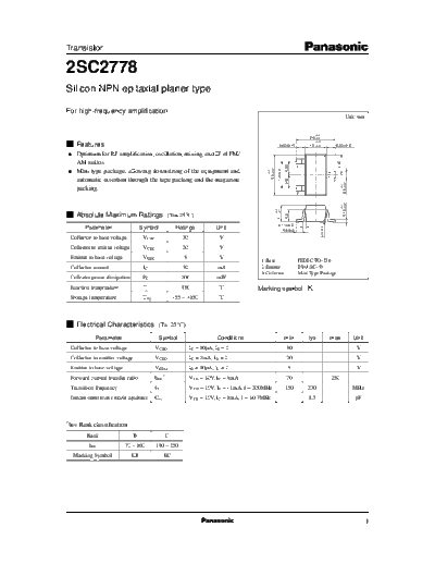 Panasonic 2sc2778 e  . Electronic Components Datasheets Active components Transistors Panasonic 2sc2778_e.pdf