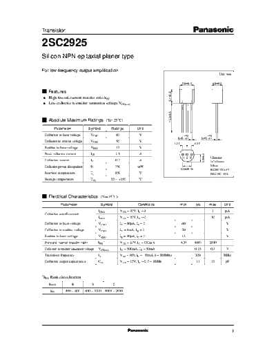 Panasonic 2sc2925 e  . Electronic Components Datasheets Active components Transistors Panasonic 2sc2925_e.pdf