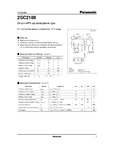 Panasonic 2sc2188  . Electronic Components Datasheets Active components Transistors Panasonic 2sc2188.pdf