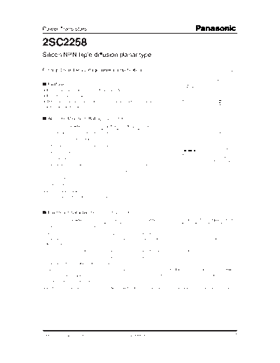 Panasonic 2sc2258  . Electronic Components Datasheets Active components Transistors Panasonic 2sc2258.pdf