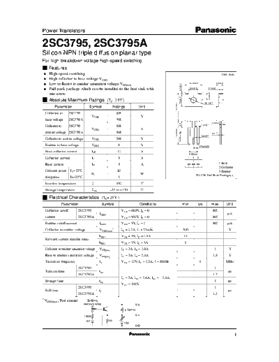 Panasonic 2sc3795  . Electronic Components Datasheets Active components Transistors Panasonic 2sc3795.pdf