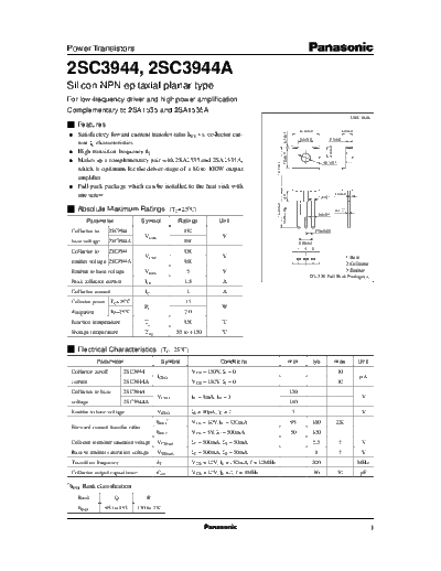 Panasonic 2sc3944  . Electronic Components Datasheets Active components Transistors Panasonic 2sc3944.pdf