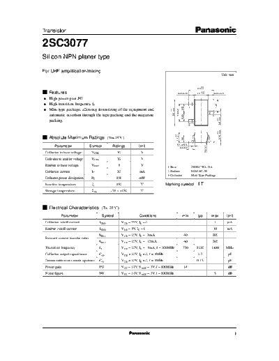 Panasonic 2sc3077 e  . Electronic Components Datasheets Active components Transistors Panasonic 2sc3077_e.pdf