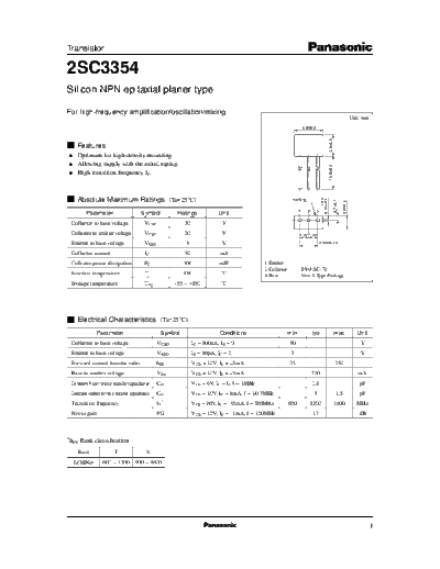 Panasonic 2sc3354  . Electronic Components Datasheets Active components Transistors Panasonic 2sc3354.pdf