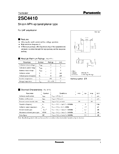 Panasonic 2sc4410  . Electronic Components Datasheets Active components Transistors Panasonic 2sc4410.pdf