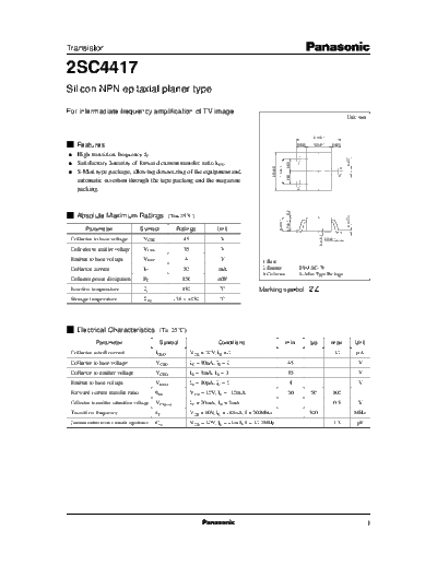 Panasonic 2sc4417  . Electronic Components Datasheets Active components Transistors Panasonic 2sc4417.pdf