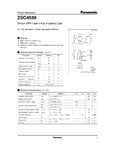 . Electronic Components Datasheets 2sc4559  . Electronic Components Datasheets Active components Transistors Panasonic 2sc4559.pdf