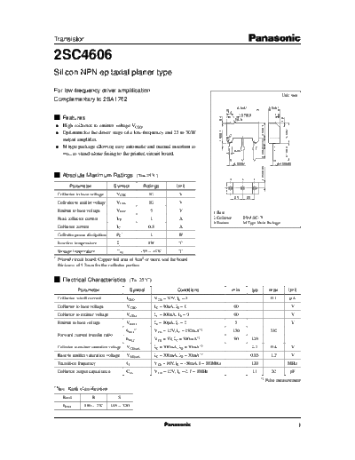 Panasonic 2sc4606  . Electronic Components Datasheets Active components Transistors Panasonic 2sc4606.pdf