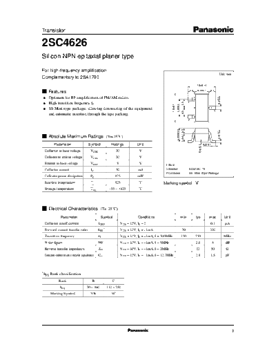 Panasonic 2sc4626 e  . Electronic Components Datasheets Active components Transistors Panasonic 2sc4626_e.pdf