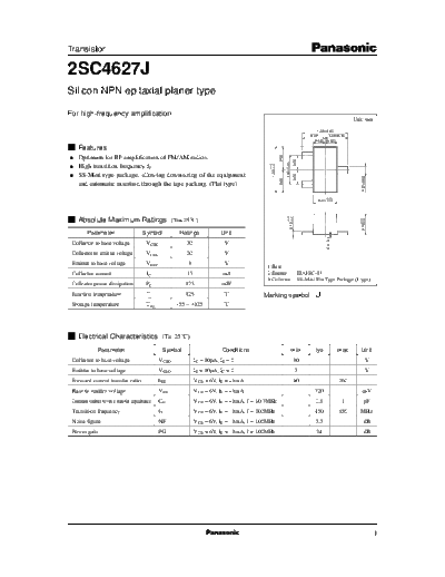 Panasonic 2sc4627j e  . Electronic Components Datasheets Active components Transistors Panasonic 2sc4627j_e.pdf