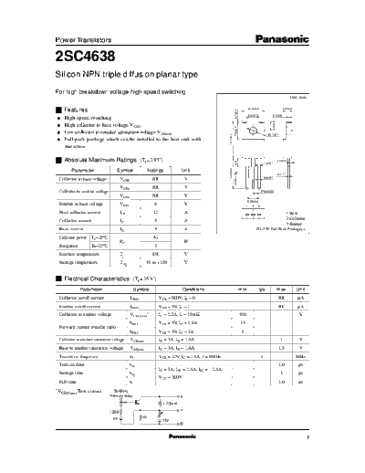 Panasonic 2sc4638  . Electronic Components Datasheets Active components Transistors Panasonic 2sc4638.pdf