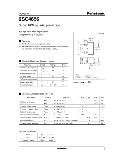 Panasonic 2sc4656  . Electronic Components Datasheets Active components Transistors Panasonic 2sc4656.pdf