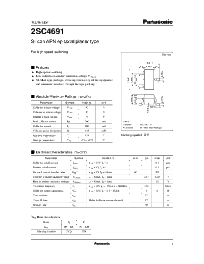 Panasonic 2sc4691  . Electronic Components Datasheets Active components Transistors Panasonic 2sc4691.pdf