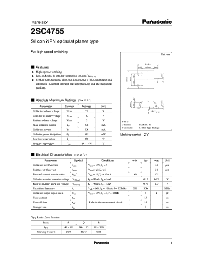 Panasonic 2sc4755  . Electronic Components Datasheets Active components Transistors Panasonic 2sc4755.pdf