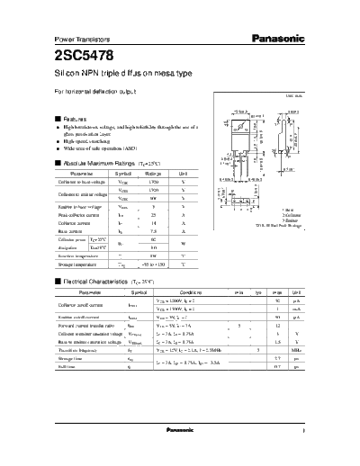 . Electronic Components Datasheets 2sc5478  . Electronic Components Datasheets Active components Transistors Panasonic 2sc5478.pdf