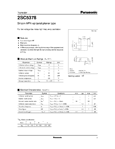 Panasonic 2sc5378  . Electronic Components Datasheets Active components Transistors Panasonic 2sc5378.pdf