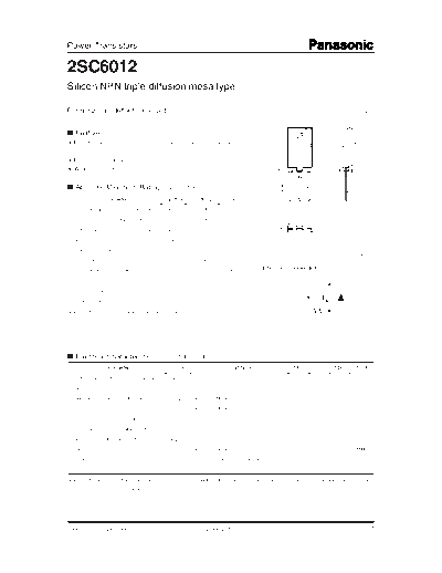 Panasonic 2sc6012  . Electronic Components Datasheets Active components Transistors Panasonic 2sc6012.pdf