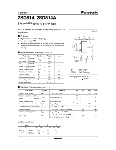 Panasonic 2sd814  . Electronic Components Datasheets Active components Transistors Panasonic 2sd814.pdf