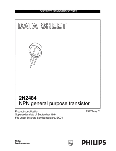 Philips 2n2484  . Electronic Components Datasheets Active components Transistors Philips 2n2484.pdf