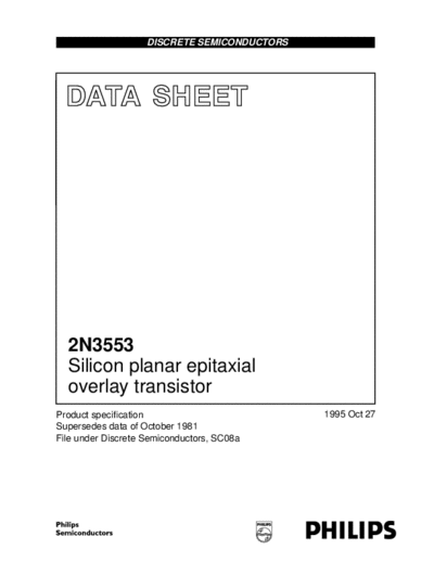 Philips 2n3553  . Electronic Components Datasheets Active components Transistors Philips 2n3553.pdf