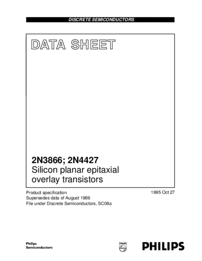 Philips 2n3866 2n4427  . Electronic Components Datasheets Active components Transistors Philips 2n3866_2n4427.pdf