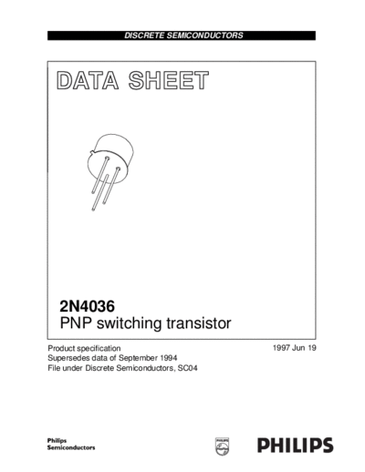 Philips 2n4036  . Electronic Components Datasheets Active components Transistors Philips 2n4036.pdf