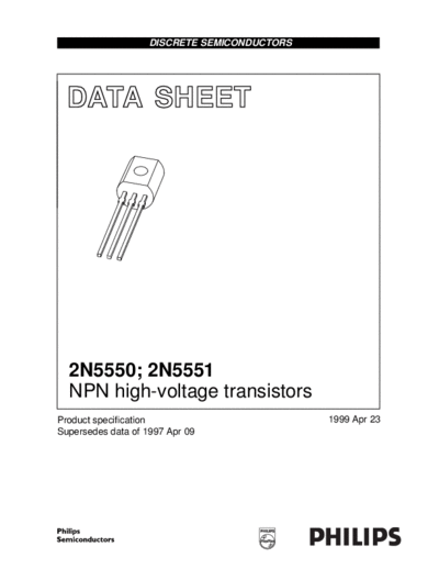 Philips 2n5550 2n5551 3  . Electronic Components Datasheets Active components Transistors Philips 2n5550_2n5551_3.pdf