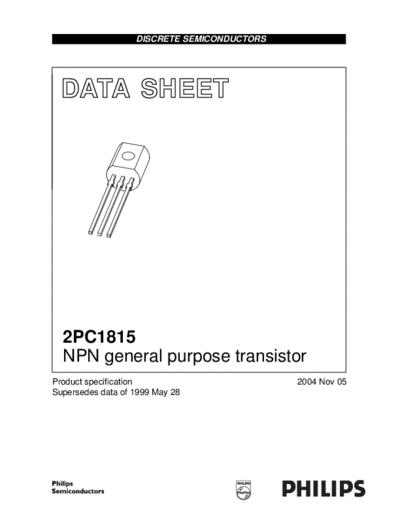 . Electronic Components Datasheets 2pc1815  . Electronic Components Datasheets Active components Transistors Philips 2pc1815.pdf